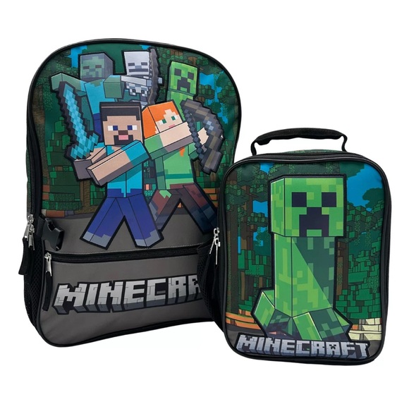 NWT Licensed Children's Backpack with Lunch Pack- Minecraft - Picture 8 of 12